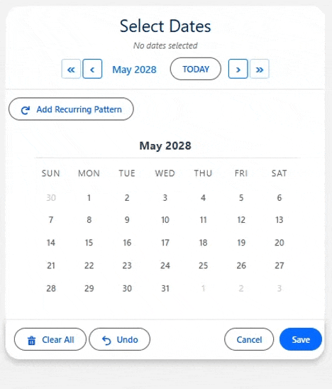 MultiDatePick date selection demo