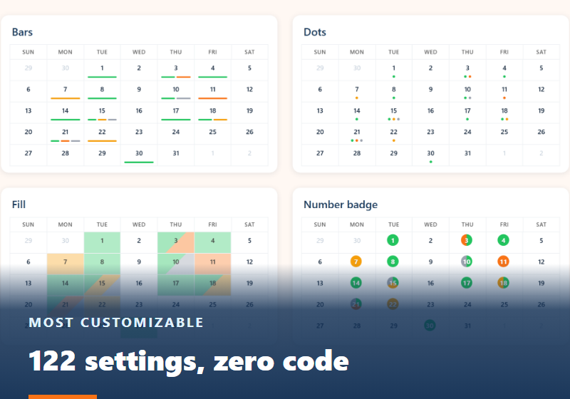 Der am stärksten anpassbare Salesforce-Kalender: ein MultiDatePick-Monat in vier Statusdarstellungen (Titelbild des Artikels)