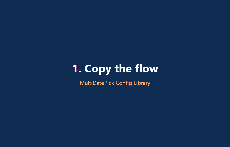 Animated demo of getting a MultiDatePick Config Library flow into Salesforce: Copy Flow XML on the Active Conference Rooms card, save it into a flow file and deploy it with the Salesforce CLI, activate it in Flow Builder, then run the flow and book a conference room