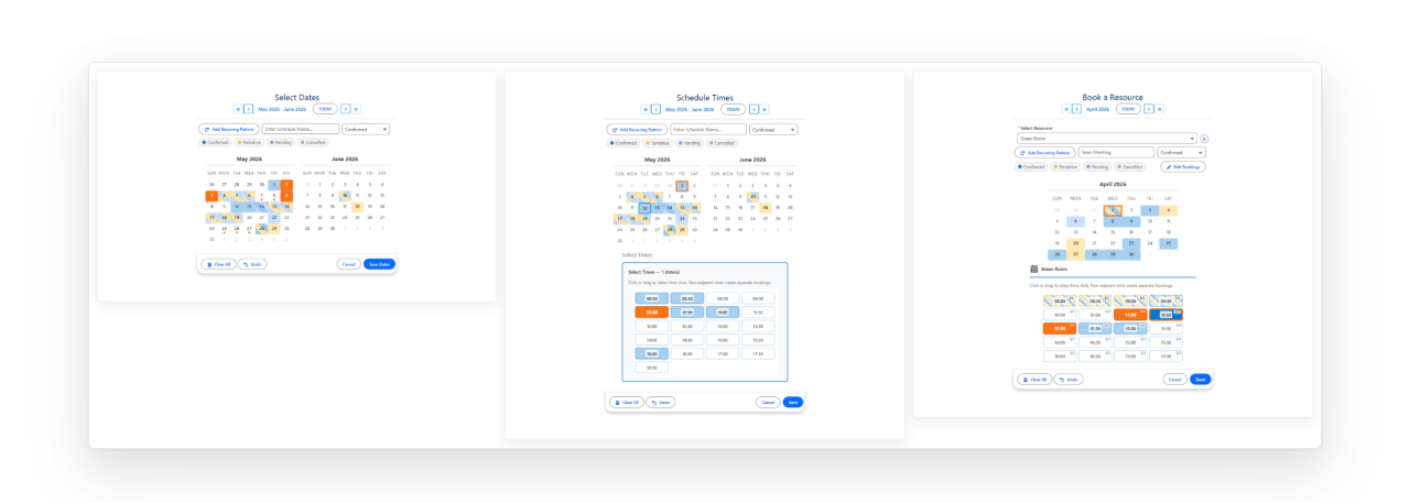 All three MultiDatePick components on one record page